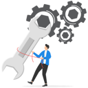 پیش‌نمایش فایل businessman-holding-wrench-to-adjust-gear-cogwheels-setting-9600517 از پک کسب و کار