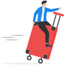 پیش‌نمایش فایل businessman-sitting-on-suitcase-and-riding-in-terminal-airport-9600521 از پک کسب و کار
