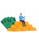 پیش‌نمایش فایل businessman-with-laptop-sitting-on-stack-of-gold-bar-and-see-the-movement-of-the-dollar-value-on-the-chart-9600505 از پک کسب و کار