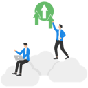 پیش‌نمایش فایل businessman-with-laptop-sitting-on-the-cloud-and-backup-upload-data-9600535 از پک کسب و کار