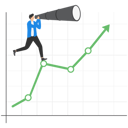 پیش‌نمایش فایل entrepreneur-climb-up-rising-arrow-with-big-telescope-9600503 از پک کسب و کار