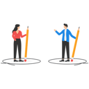 پیش‌نمایش فایل businessman-and-woman-keep-distance-away-by-drawing-circle-9772776 از پک کسب و کار