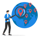 پیش‌نمایش فایل businessman-holding-magnifying-glass-finding-map-pin-over-world-map-9772775 از پک کسب و کار