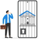 پیش‌نمایش فایل businessman-look-at-bank-building-locked-inside-screen-smartphone-9772503 از پک کسب و کار