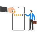 پیش‌نمایش فایل man-standing-with-smartphone-with-giant-hand-rating-five-stars-9772753 از پک کسب و کار