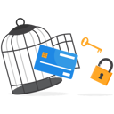پیش‌نمایش فایل bank-card-with-key-free-himself-from-cage-9829385 از پک رشد کسب‌وکار