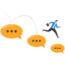 پیش‌نمایش فایل businessman-jumping-from-on-smaller-speech-bubbles-9829343 از پک رشد کسب‌وکار