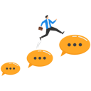 پیش‌نمایش فایل businessman-jumping-from-small-to-big-speech-bubbles-9827778 از پک رشد کسب‌وکار
