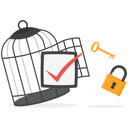 پیش‌نمایش فایل completed-checkbox-with-key-free-himself-from-cage-9827779 از پک رشد کسب‌وکار