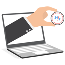 پیش‌نمایش فایل laptop-with-24-7-support-service-9829387 از پک رشد کسب‌وکار