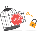 پیش‌نمایش فایل stop-sign-with-key-free-himself-from-cage-9829345 از پک رشد کسب‌وکار
