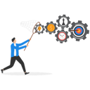 پیش‌نمایش فایل businessman-hurry-chasing-to-catch-flying-gears-10015514 از پک کسب و کار