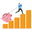 پیش‌نمایش فایل businessman-pulling-pink-piggy-bank-up-staircase-10015304 از پک کسب و کار