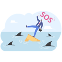 پیش‌نمایش فایل businessman-to-send-sos-signal-for-help-from-the-shark-pool-10864535 از پک کسب و کار
