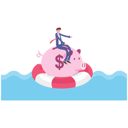 پیش‌نمایش فایل businessman-rowing-the-piggy-bank-floating-across-the-ocean-10999703 از پک کسب و کار