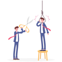پیش‌نمایش فایل businessmen-with-scissor-cutting-rope-of-hanging-man-10999704 از پک کسب و کار