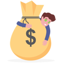 پیش‌نمایش فایل greedy-businessman-with-dollar-eyes-hugging-money-bag-10999700 از پک کسب و کار