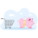 پیش‌نمایش فایل piggy-bank-tighten-belt-with-shopping-cart-11472490 از پک کسب و کار