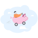 پیش‌نمایش فایل businessman-with-money-on-super-piggy-bank-flying-11500192 از پک کسب و کار