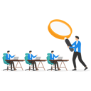 پیش‌نمایش فایل businessman-searches-new-employee-for-job-vacancy-12497850 از پک مفهوم بازاریابی