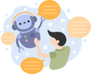 پیش‌نمایش فایل ai-robot-interacting-with-human-9295558 از پک هوش مصنوعی