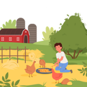 پیش‌نمایش فایل little-boy-feeding-food-to-hen-9191112 از پک سبک زندگی روستایی