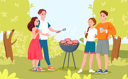 پیش‌نمایش فایل friend-couples-cooking-steak-on-bbq-in-forest-9468084 از پک فعالیت افراد
