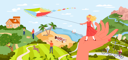 پیش‌نمایش فایل kids-doing-activities-at-park-such-as-kite-flying-and-cycling-9467472 از پک متفرقه