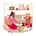 پیش‌نمایش فایل woman-playing-with-pet-cats-at-home-9483723 از پک فعالیت افراد