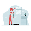 پیش‌نمایش فایل worker-painting-wall-using-paint-roller-8289840 از پک خانه‌داری و بازسازی