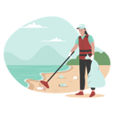 پیش‌نمایش فایل beach-workers-clean-up-trash-on-beach-8838904 از پک مردم در حال تمیز کردن ساحل