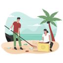 پیش‌نمایش فایل man-and-woman-cleaning-beach-from-trash-8838901 از پک مردم در حال تمیز کردن ساحل