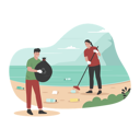 پیش‌نمایش فایل volunteers-cleaning-beach-from-trash-8838902 از پک مردم در حال تمیز کردن ساحل