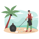 پیش‌نمایش فایل young-man-clean-up-trash-on-beach-8838903 از پک مردم در حال تمیز کردن ساحل