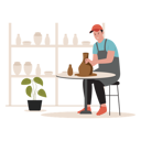 پیش‌نمایش فایل professional-potter-makes-clay-vase-8947137 از پک افراد در حال ساخت گلی سفالی