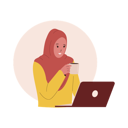 پیش‌نمایش فایل arab-woman-using-laptop-and-drink-coffee-10205375 از پک زن مسلمان در حال استفاده از لپ تاپ