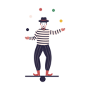 پیش‌نمایش فایل attractive-male-clown-juggling-11177493 از پک هنرمندان و حیوانات اجراکننده سیرک