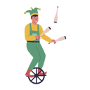 پیش‌نمایش فایل attractive-male-clown-juggling-on-bicycle-11177495 از پک هنرمندان و حیوانات اجراکننده سیرک