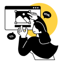 پیش‌نمایش فایل female-programmer-arranging-image-layout-on-website-7138949 از پک شغل و حرفه