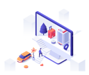 پیش‌نمایش فایل man-ascending-stairs-and-entering-computer-screen-with-hotel-building-3048053 از پک سفر