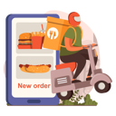 پیش‌نمایش فایل boy-going-on-scooter-for-online-food-delivery-4650526 از پک تحویل غذا