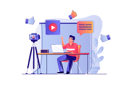 پیش‌نمایش فایل man-blogger-recording-new-video-at-camera-6431015 از پک مجموعه متنوع