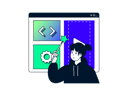 پیش‌نمایش فایل girl-doing-magic-code-development-8566346 از پک نرم‌افزار برنامه‌نویسی