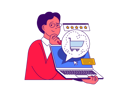 پیش‌نمایش فایل young-man-holding-laptop-and-showing-shopping-review-8566422 از پک خرید