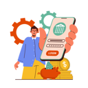 پیش‌نمایش فایل man-login-internet-banking-account-in-mobile-8620446 از پک بانکداری موبایل