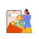 پیش‌نمایش فایل young-girl-savings-money-in-digital-wallet-8620451 از پک بانکداری موبایل