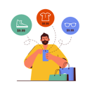 پیش‌نمایش فایل beard-man-checking-item-price-8620458 از پک تجارت موبایل