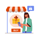 پیش‌نمایش فایل girl-buying-gift-online-8620454 از پک تجارت موبایل