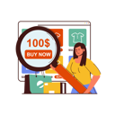 پیش‌نمایش فایل girl-check-price-online-8620488 از پک خرید آنلاین