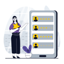 پیش‌نمایش فایل woman-looking-at-customer-ratings-10256000 از پک بازخورد مشتریان